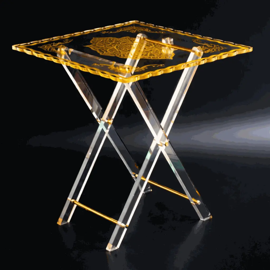Acrylic 4 Square Classic Design Coffee Tables With Stand Set..webp