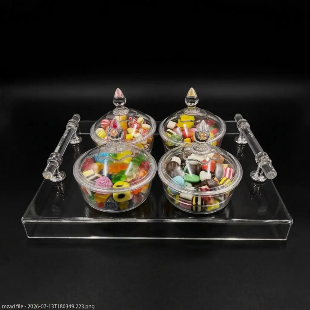 ACRYLIC SERVING TRY WITH 4BOWL (HY25-0107-7)