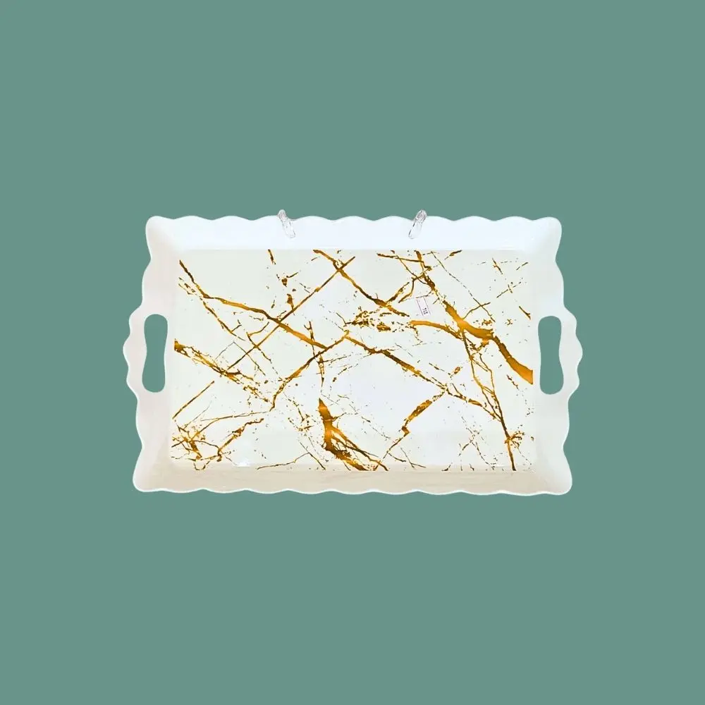 MELAMINE TRAY 27.5*43CM GOLD DESIGN