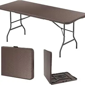 SQUARE PLASTIC FOLDING BROWN TABLE 18MTS