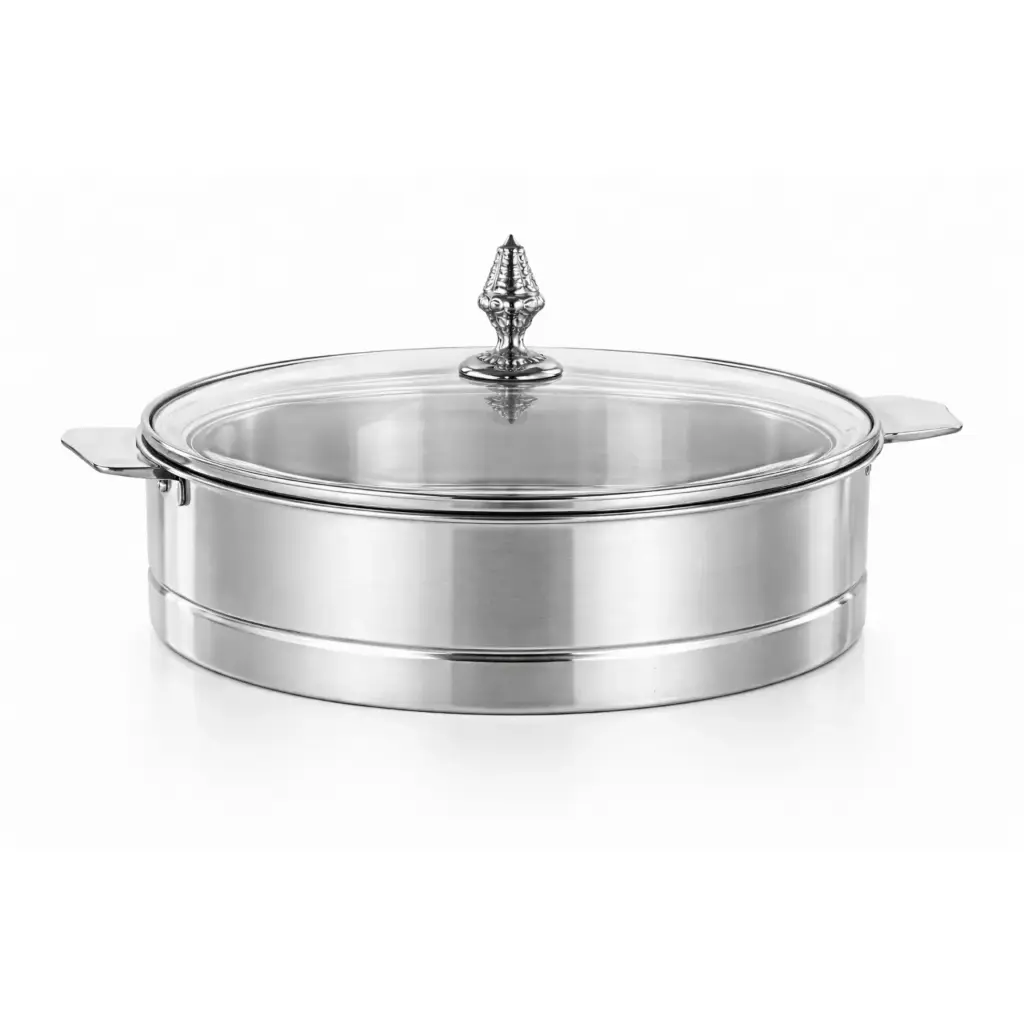 Lara Collection Stainless Steel Hot Pot with Glass Lid – 30cm