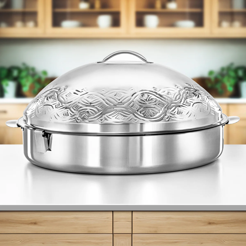 Marmar Collection Oval Stainless Steel Hot Pot with Side Locks – 40cm