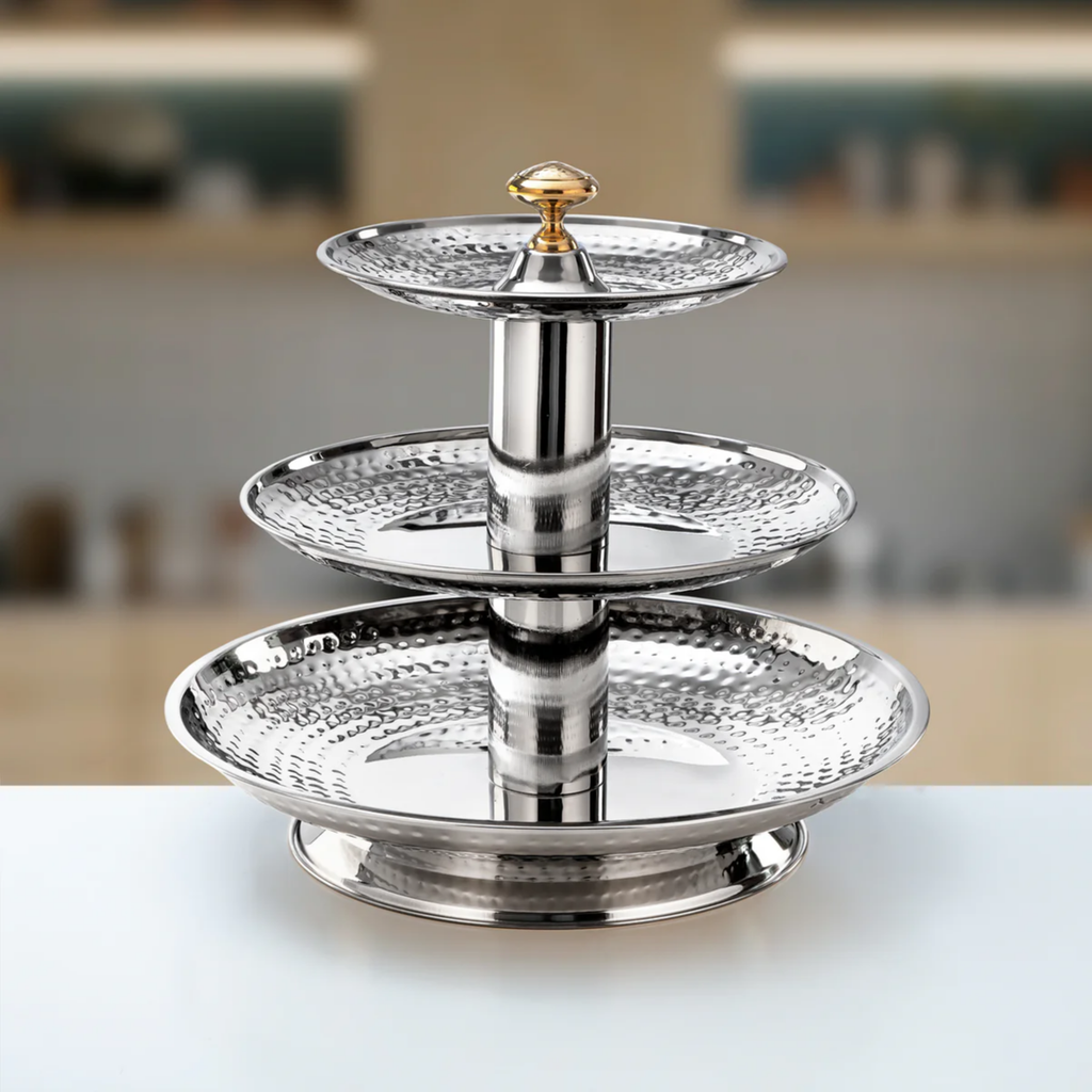 S.S SWEET STAND HAMMERED 3 LAYER 30,40,50CM