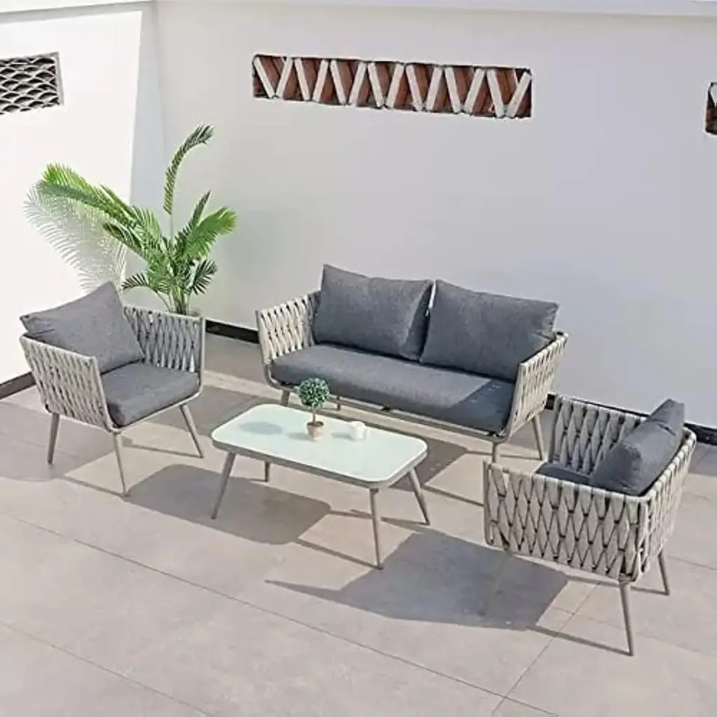 SOFA SET 4 SEATER WITH 1 GLASS TABLE (RS-16010)