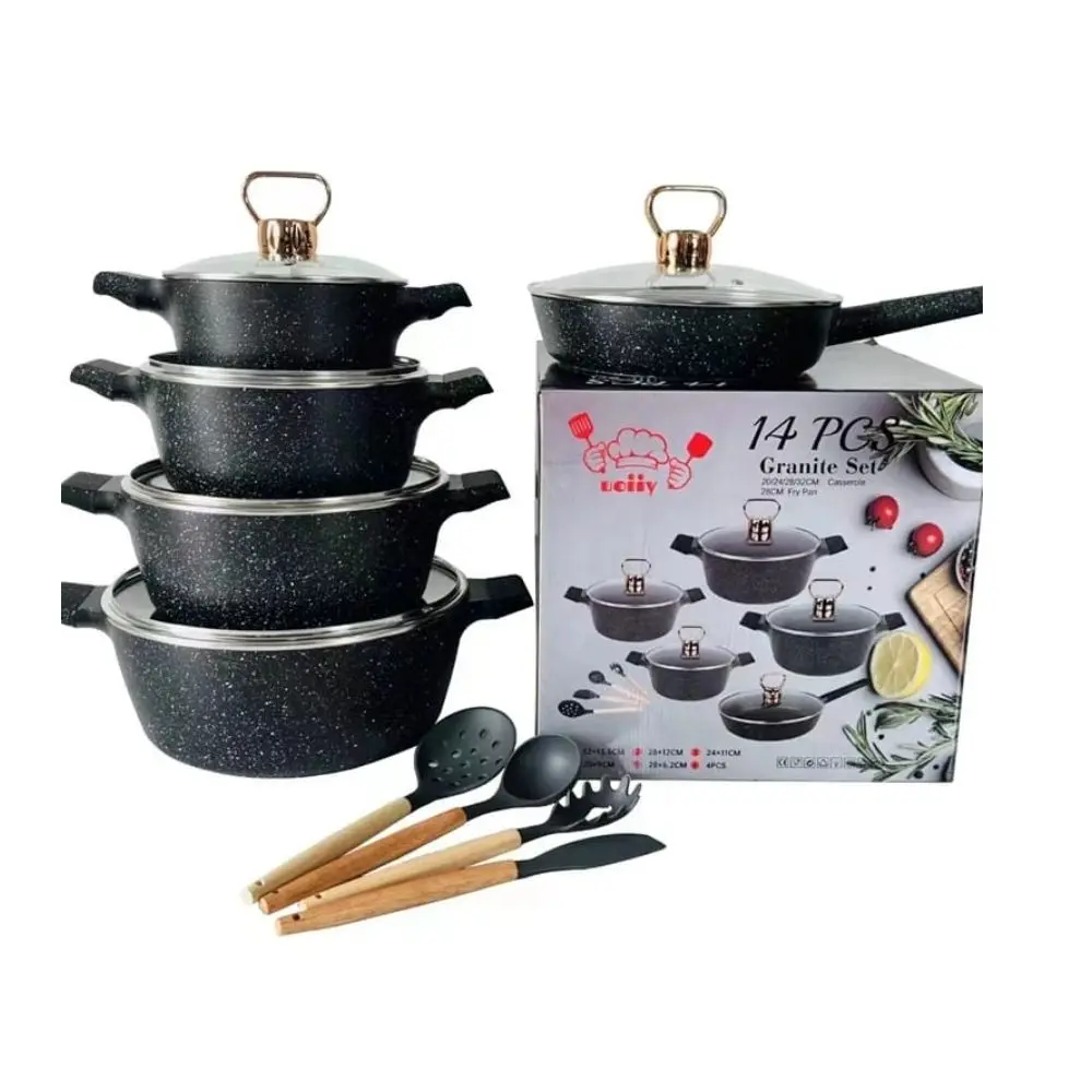 COOKWARE GRANITE 14 PCS / SET 3 COLOR