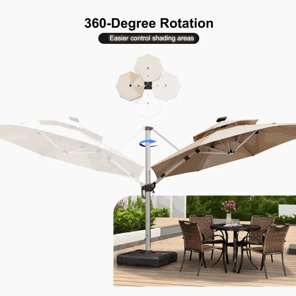 Solar LED Light Bars Patio Outdoor Umbrella 3m