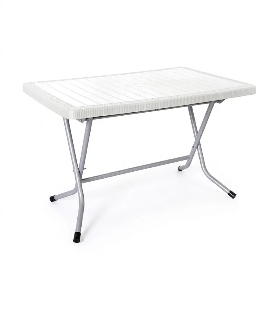 Rectangular folding wicker table with metal base-4 Feet