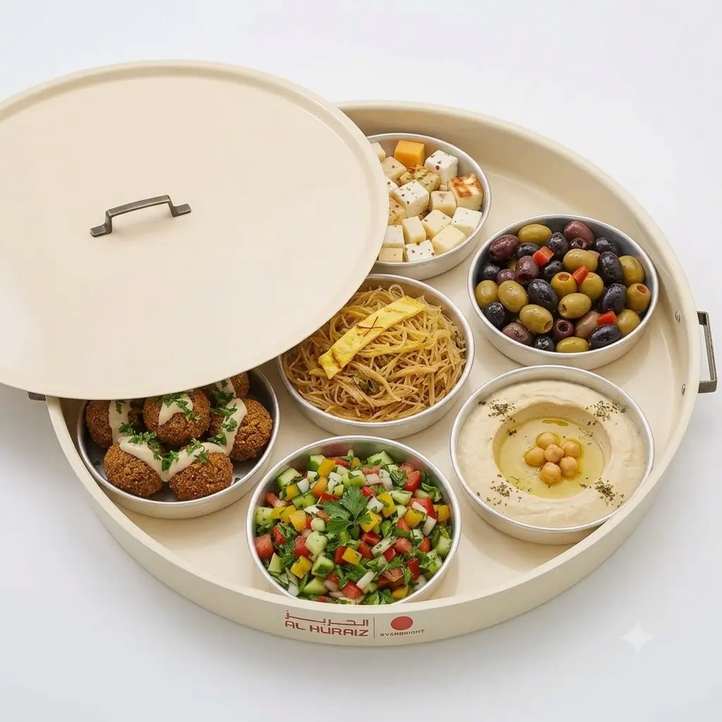 BREAKFAST TRAY BEIGE W-LID 36CM
