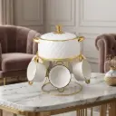 CERAMIC SOUP POT WITH CUPS & STAND 8PCS/SET
