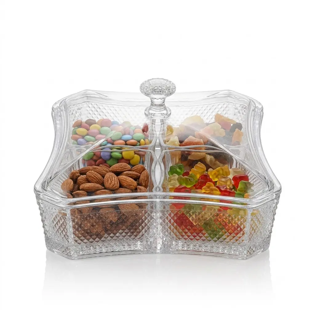 DELUXE CANDY BOX SMALL WITH 4 BOWL  SQUARE TG (6629VT)