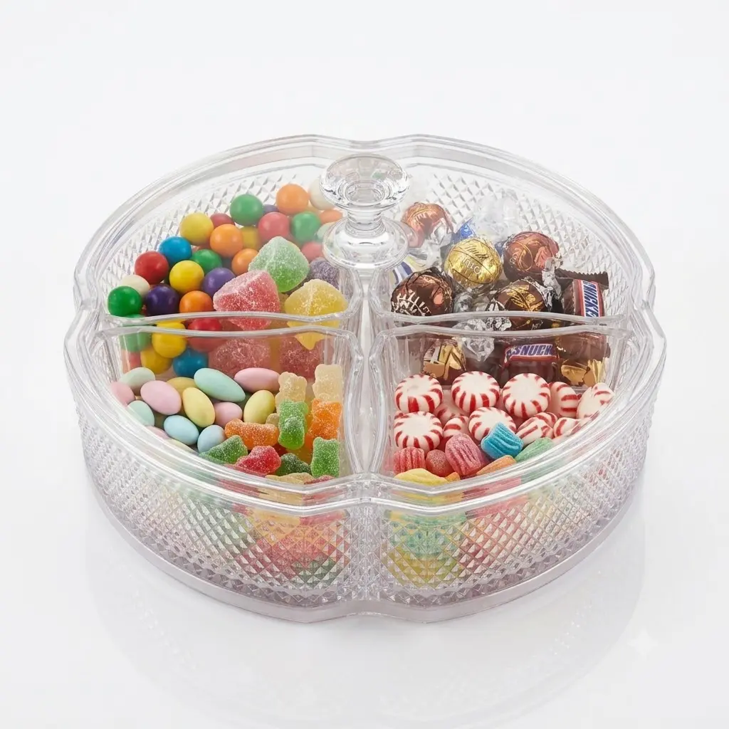 DELUXE CANDY BOX ROUND SMALL WITH 4 BOWL (6626V)