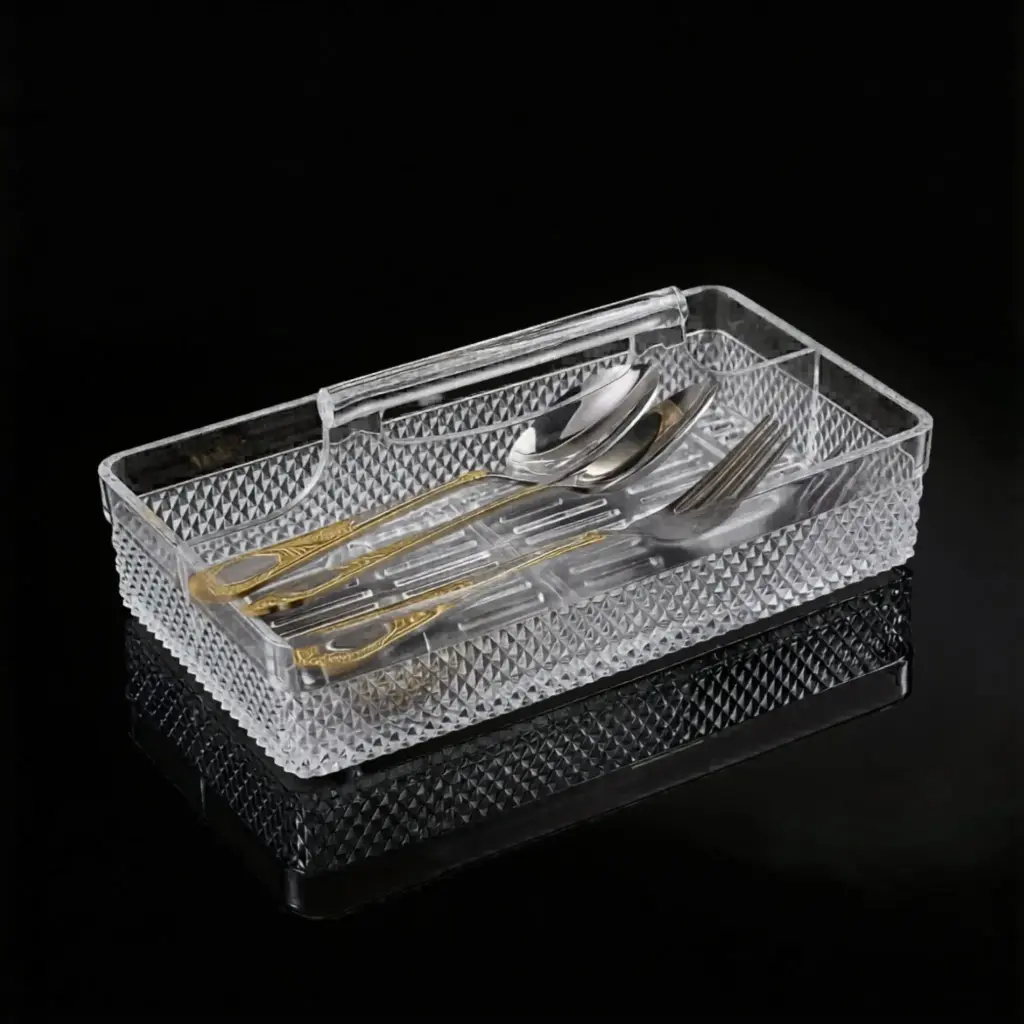 ACRYLIC CUTLERY STORAGE BOX 25*24*8CM H-6637 