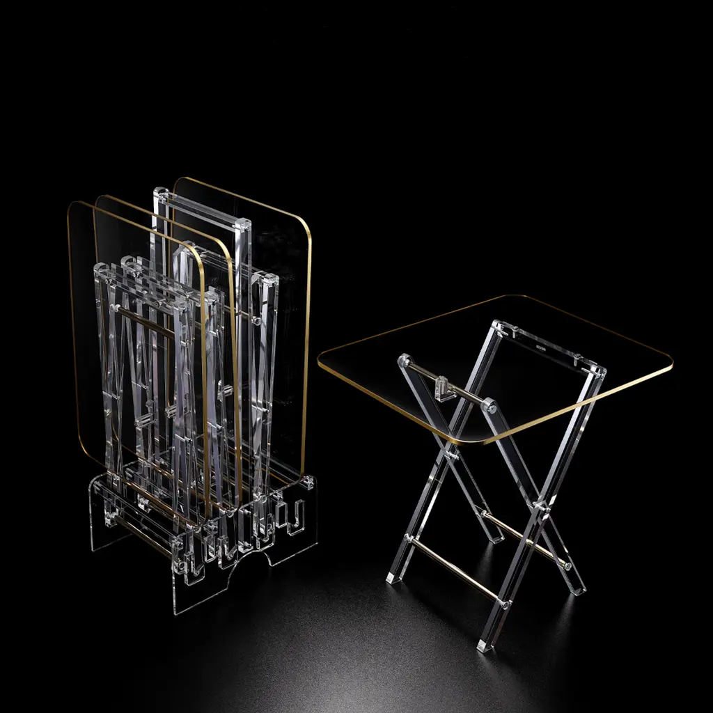 ACRYLIC TABLE  without texture style with golden border 4PCS/SET