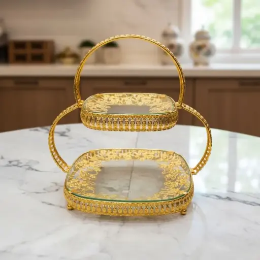 [6942302600783] ORNAMENTAL FRUIT PLATE GOLDEN