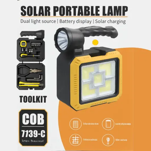 [6903654123658] SOLAR PORTABLE LAMP WITH TOOLS 7739L
