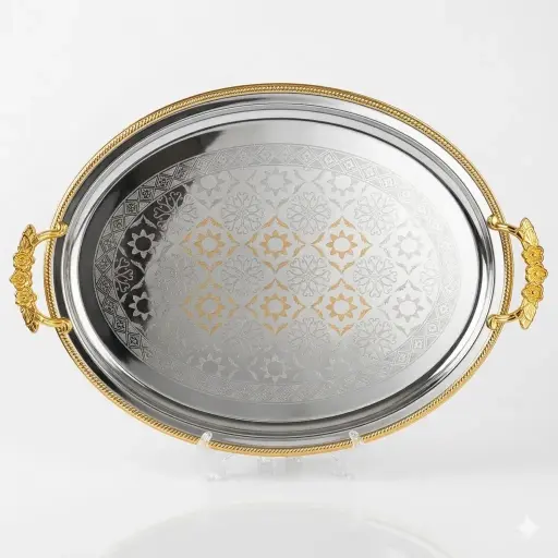 [6523652365265] TRAY SLIVER GOLD 60*45