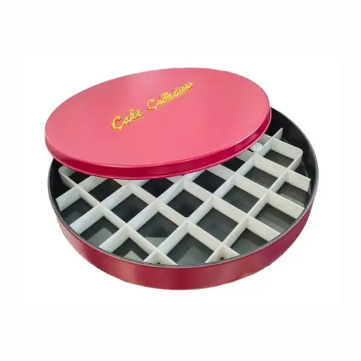 [7894561230098] KANAFA CONTAINER ROUND WITH SHELF-35CM Solid color