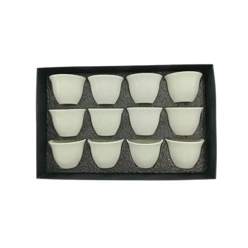 [6988250123011] طقم أكواب قهوة 12 قطعة أبيض (HY25-0123-1)