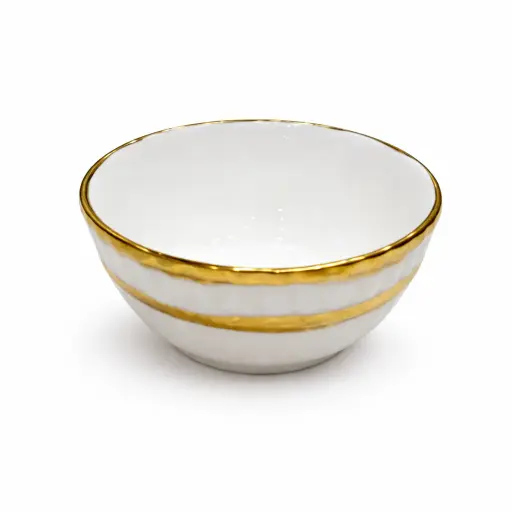 [6903435434010] CERAMIC BOWL GOLD RIM 4.25"(2511-16001-24-22 )