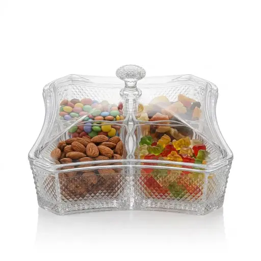 [6953796266294] DELUXE CANDY BOX SMALL WITH 4 BOWL  SQUARE TG (6629VT)