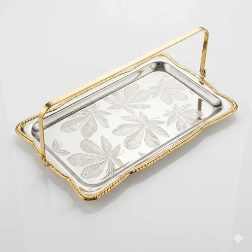 [6900202502057] SS SERVING TRAY WITH HANDLE 28 CMZS672TB