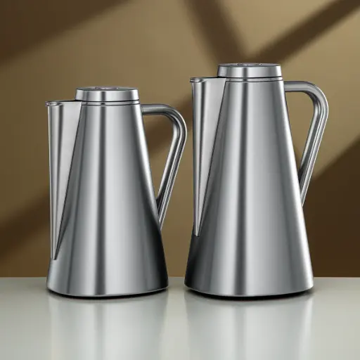 [6934635449757] ALMARJAN VACUUM FLASK SET 0.7L + 1L MATT NICKEL XOC-0700/1000 E50