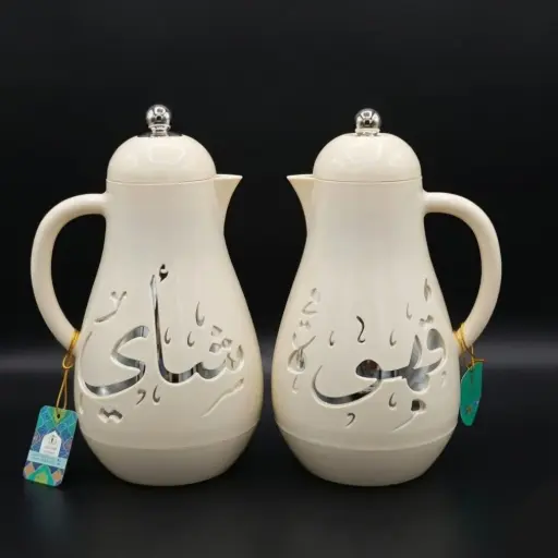 [6968020710894] VACUUM JUG  FLASK 1.0L CREAM/SLIVER EJSHE IN:HY260018-1