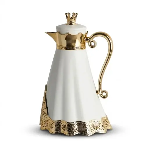 [6934635420046] VACUUM FLASK 1.0L GOLDEN/WHITE MAY FLOWER IN:HY260018-5