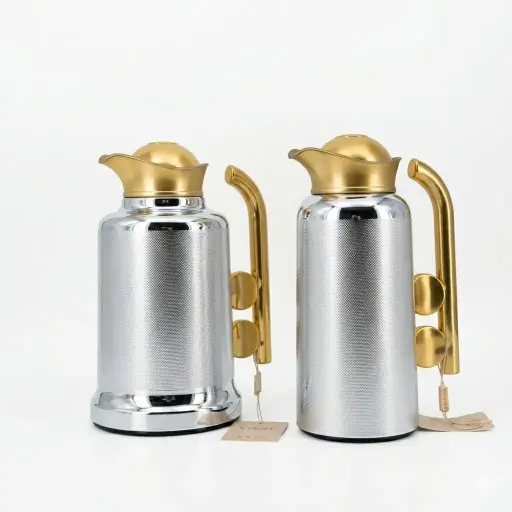 [6900250825078] VACUUM FLASK WHITE/GOLDEN  1L + 0.7L 2PCS/SET YBIAN            IN:HY260018-8